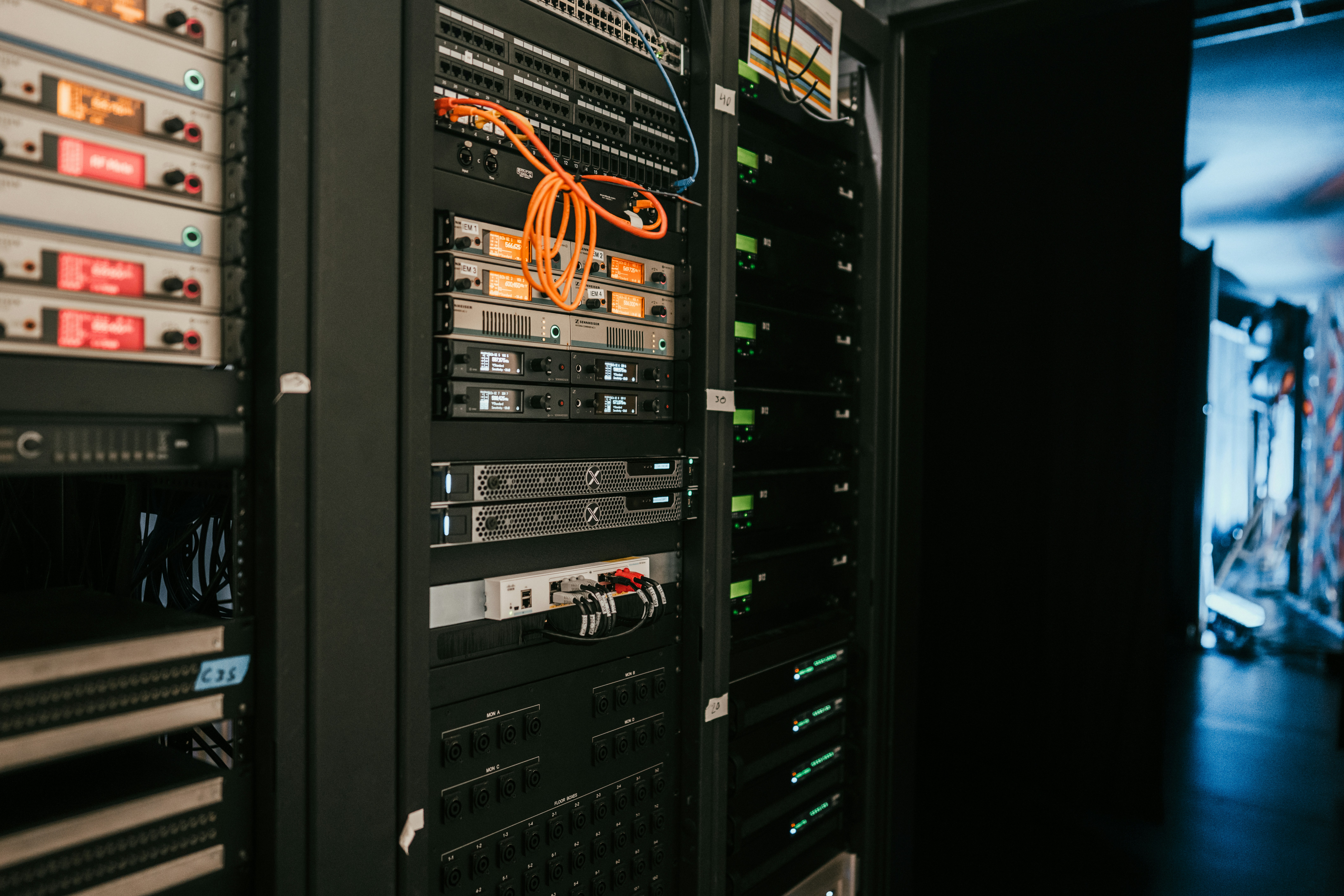 Server and network racks in a data centre